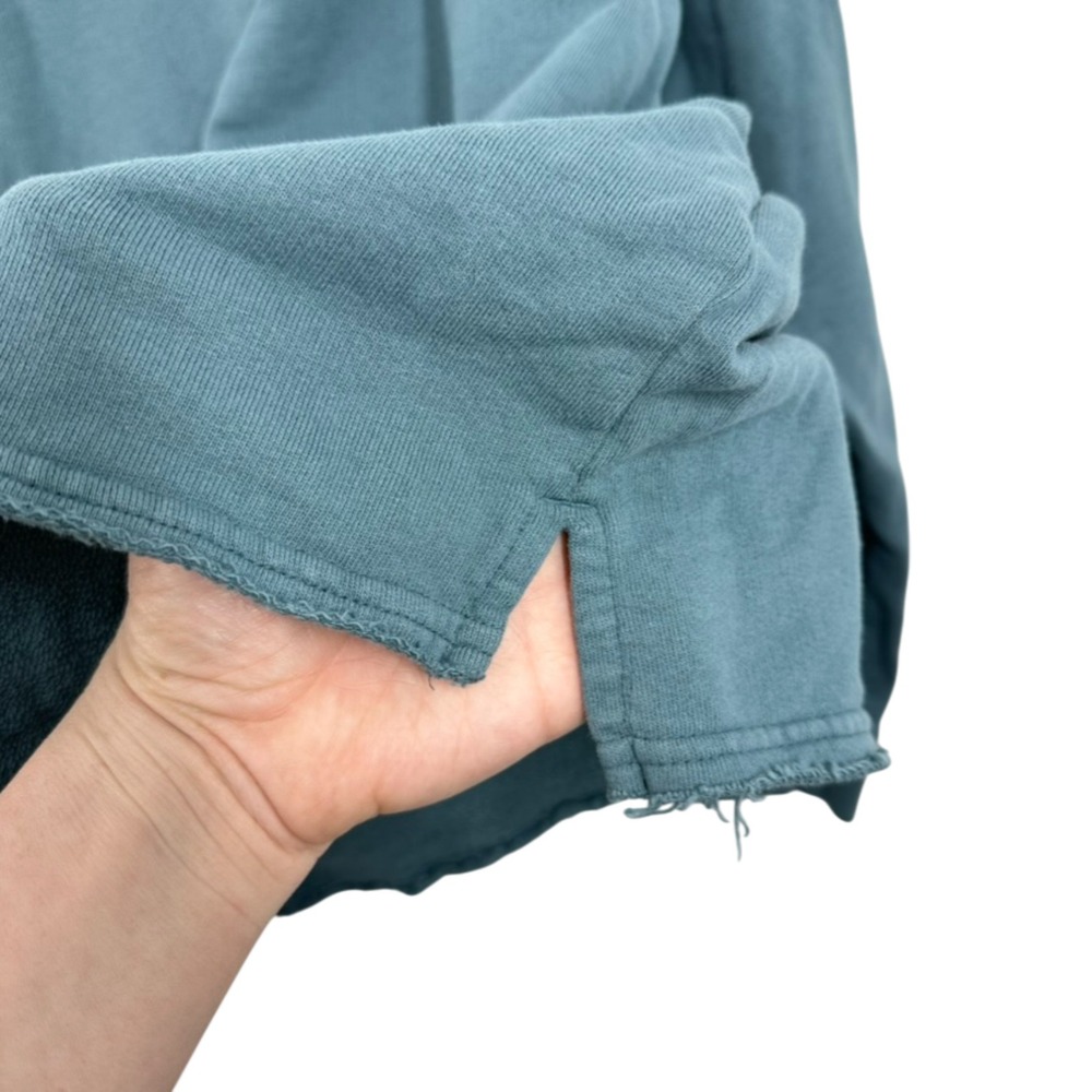 Pact Organic Cotton Raglan Sweatshirt Blue XL Pullover Crew Neck Side Slit - Picture 6 of 8